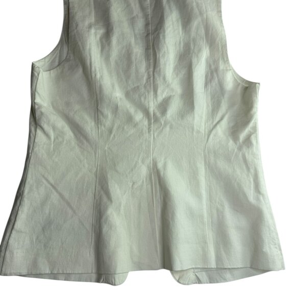 GAP Women's Linen Vest.  White V Neck. Size Women's Petite Large, Long 3 Button - Picture 5 of 8